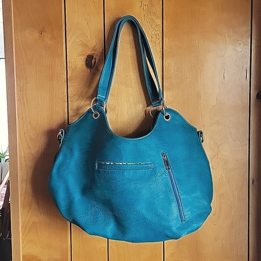 NWOT Teal Faux Leather Hobo Bag